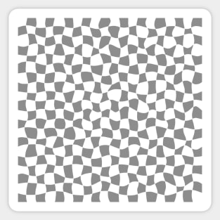 Warped Checkerboard, White and Grey Sticker